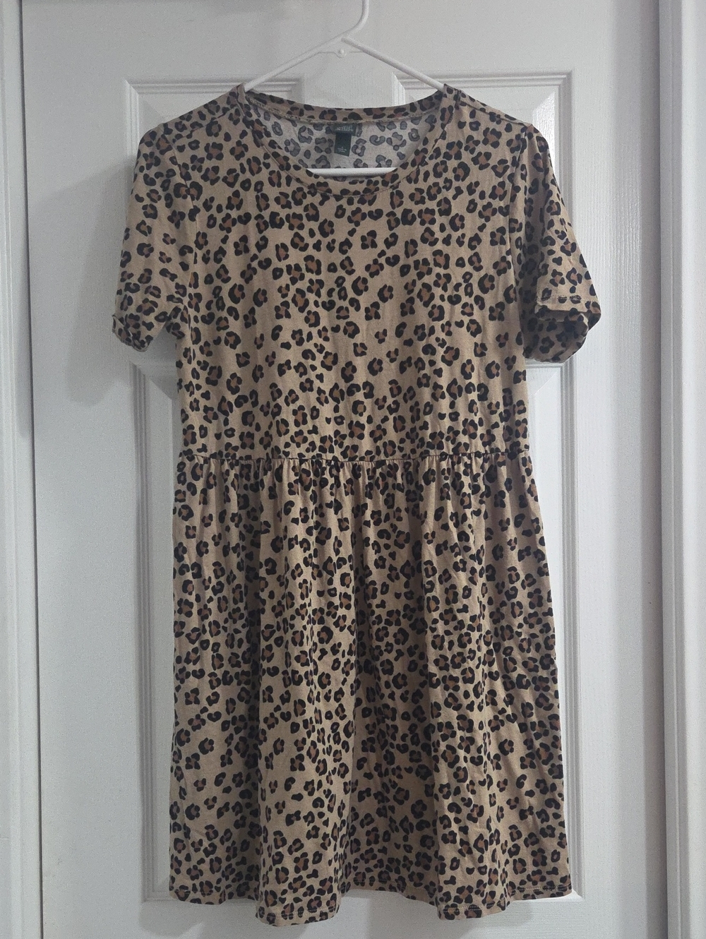 Wild Fable Leopard Print Short Sleeve Dress - Tan & Black